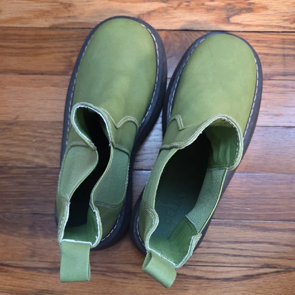 Dolls Kill Green Combat Boots with Elastic Panels - Picture 14 of 15